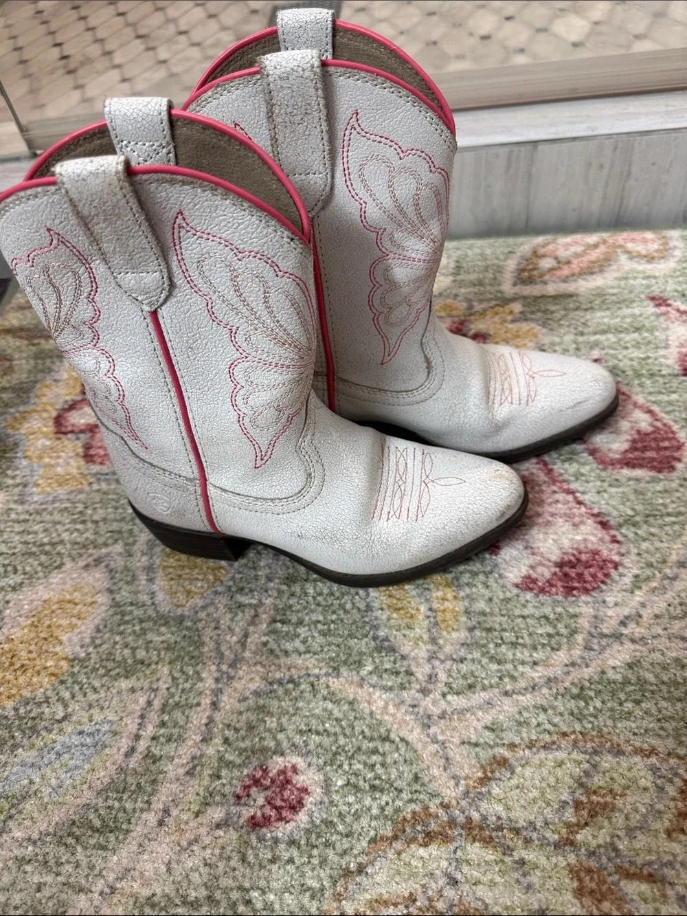 Ariat Girls Heritage Butterfly Ivory Boots